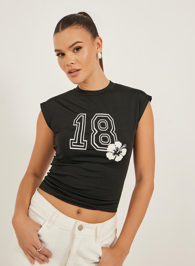 Styli Graphic Print Fitted Tank T-Shirt  - Image 3