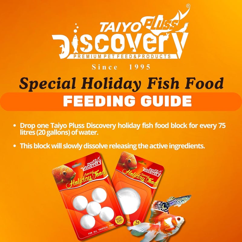 taiyo pluss discovery Weekend Holiday Fish Food | Slow Release Special Feeding Blocks for All Aquarium Fishes | Automatic Feeder Block for Stress-Free Travel Care (5 pcs (Pack 2), Weekend (5 Count)) - Image 5