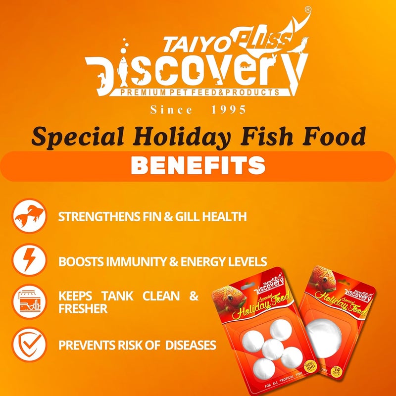taiyo pluss discovery Weekend Holiday Fish Food | Slow Release Special Feeding Blocks for All Aquarium Fishes | Automatic Feeder Block for Stress-Free Travel Care (5 pcs (Pack 2), Weekend (5 Count)) - Image 4