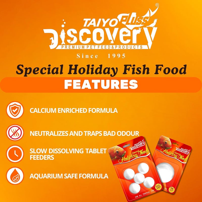 taiyo pluss discovery Weekend Holiday Fish Food | Slow Release Special Feeding Blocks for All Aquarium Fishes | Automatic Feeder Block for Stress-Free Travel Care (5 pcs (Pack 2), Weekend (5 Count)) - Image 3