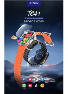 Telzeal Smart Watch TC41 4G SIM Curved Screen – 4G LTE, Touchscreen Smartwatch with HD Display, Fitness Tracker, Heart Rate Monitor, GPS, and Bluetooth Connectivity for Android & iOS  - Image 3