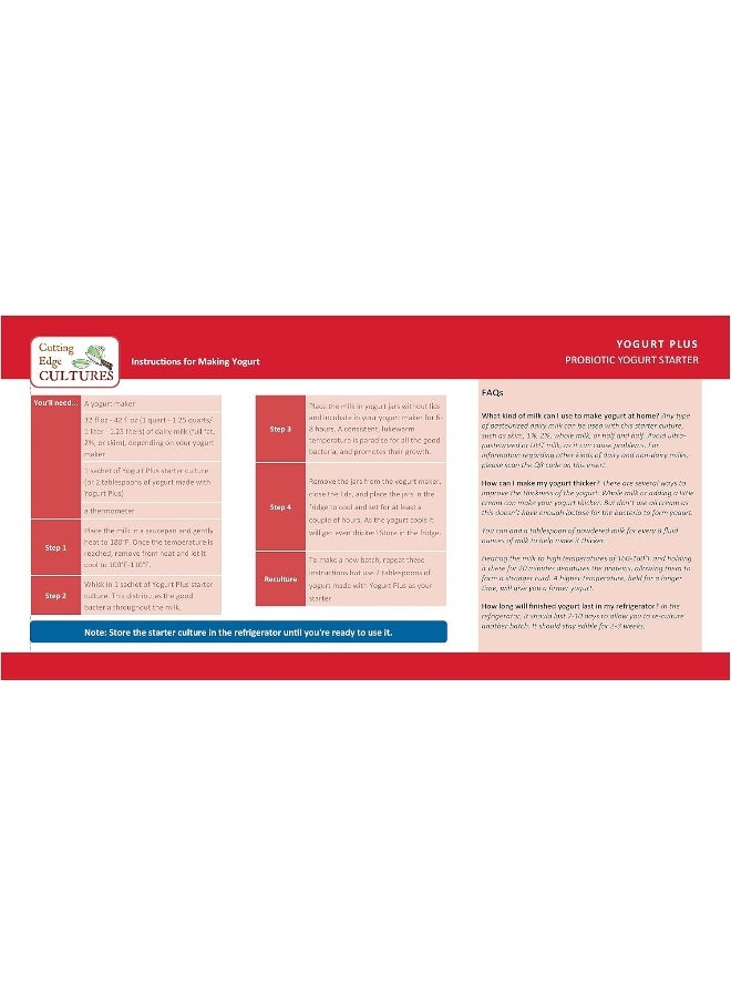 Cutting Edge Cultures Yogurt Plus Probiotic L. Reuteri B. Longum L Plantarum Starter 4 Grams 4 Packets - Image 3