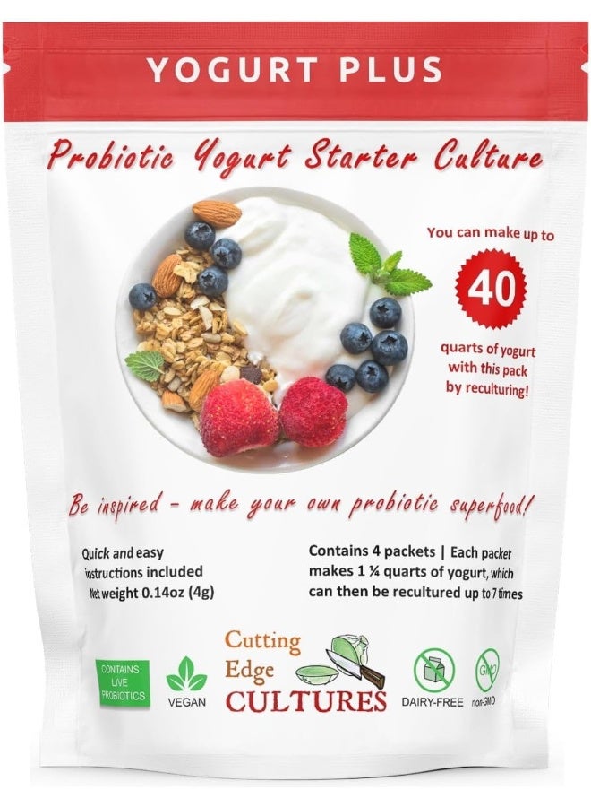 Cutting Edge Cultures Yogurt Plus Probiotic L. Reuteri B. Longum L Plantarum Starter 4 Grams 4 Packets - Image 1