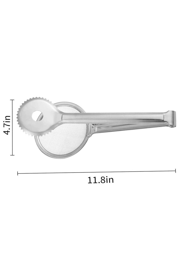 SYOSI 2 in 1 Stainless Steel Fine Mesh Strainer Oil Frying Filter Spoon Colander Clips Multi functional Kitchen Frying Accessories for Fried Food Salad BBQ 2 Pack  - Image 3