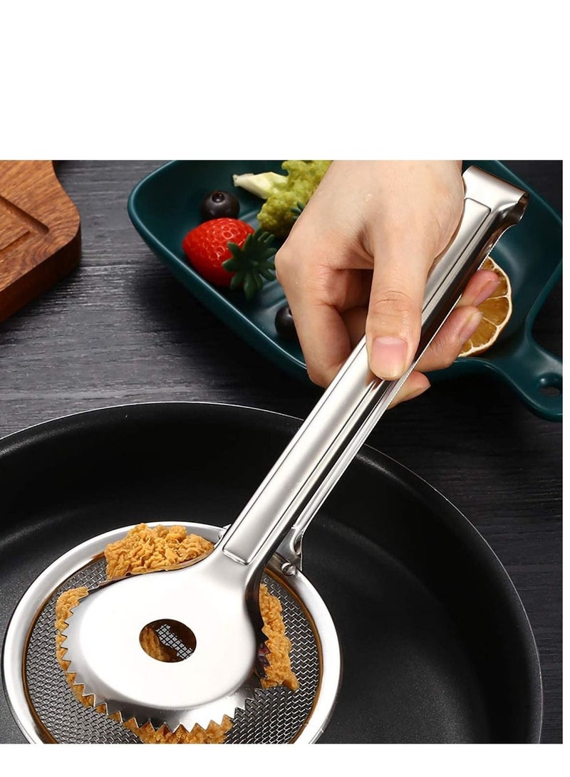 SYOSI 2 in 1 Stainless Steel Fine Mesh Strainer Oil Frying Filter Spoon Colander Clips Multi functional Kitchen Frying Accessories for Fried Food Salad BBQ 2 Pack  - Image 4