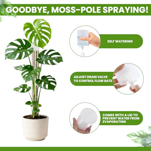 NZNDB Moss Pole Monstera Plant Support, 2Pack 17 Inch Self Watering Moss Pole for Climbing Plants, Stackable & Refillable Plastic Moss Poles for Garden Potted Planter, Pothos - Image 3