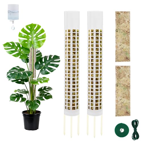 NZNDB Moss Pole Monstera Plant Support, 2Pack 17 Inch Self Watering Moss Pole for Climbing Plants, Stackable & Refillable Plastic Moss Poles for Garden Potted Planter, Pothos - Image 1