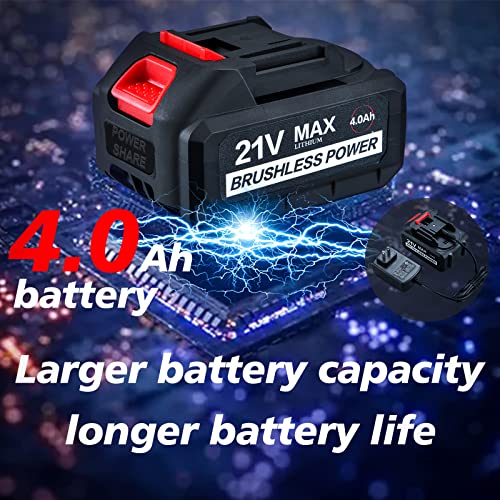 AOBEN 21V Cordless Impact Wrench Powerful Brushless Motor with 1/2" Square Driver, Max 300 Torque ft-lbs (400N.m),2X 4.0A Li-ion, 6Pcs Impact Sockets,Fast Charger and Tool Bag - Image 5