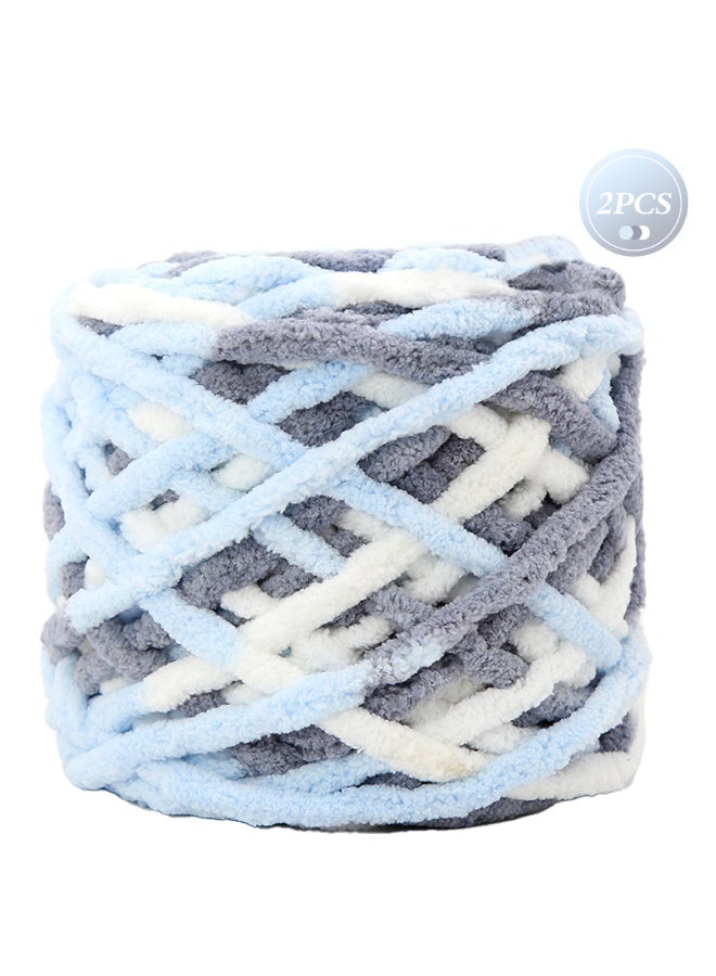 MileMelo 2-Piece Mixed Color Knitting Wool Yarn, Knitting Yarn Coarse Yarn for Crochet, Soft Chunky Yarn for Projects Making Plush Balls Handmade Bags Sweaters Shoes Hats Blankets Scarves （Grey-Light Blue-White） - Image 1