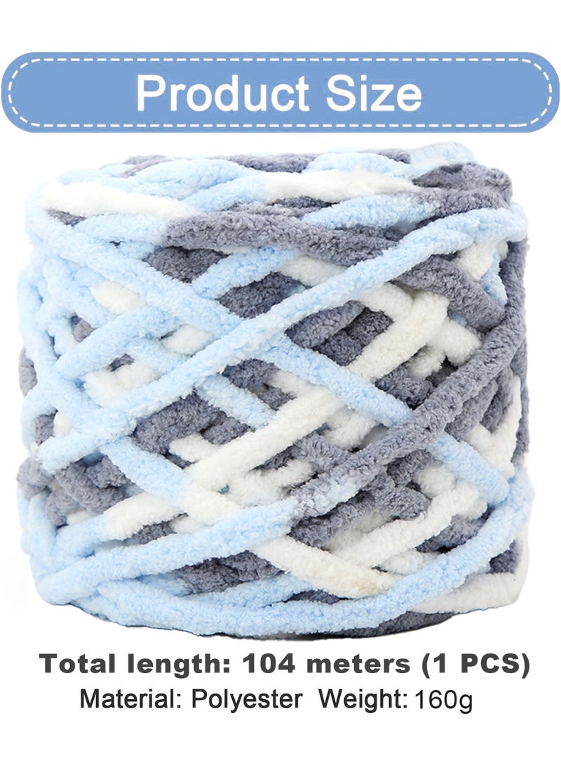 MileMelo 2-Piece Mixed Color Knitting Wool Yarn, Knitting Yarn Coarse Yarn for Crochet, Soft Chunky Yarn for Projects Making Plush Balls Handmade Bags Sweaters Shoes Hats Blankets Scarves （Grey-Light Blue-White） - Image 2