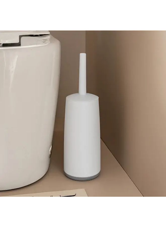 White Modern Toilet Brush Set With Hygienic One Touch Design Space Saving Holder - Image 5