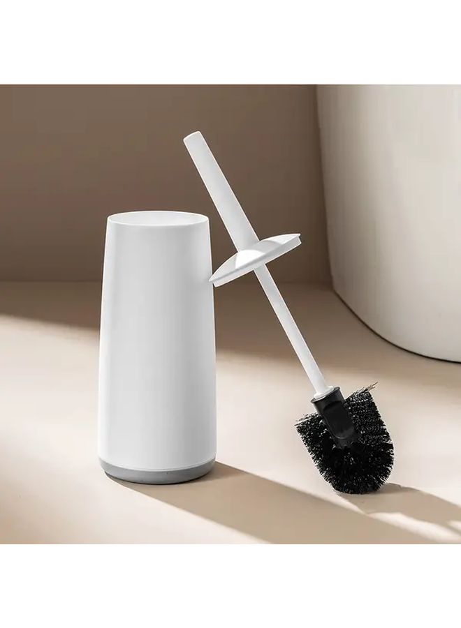 White Modern Toilet Brush Set With Hygienic One Touch Design Space Saving Holder - Image 2