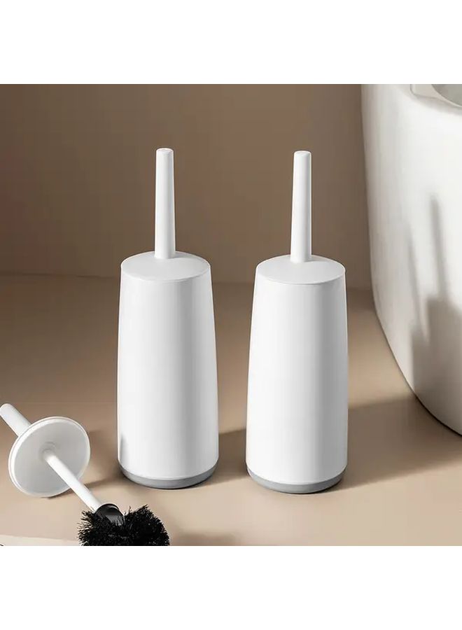 White Modern Toilet Brush Set With Hygienic One Touch Design Space Saving Holder - Image 4
