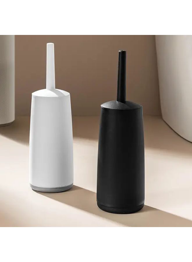 White Modern Toilet Brush Set With Hygienic One Touch Design Space Saving Holder - Image 1