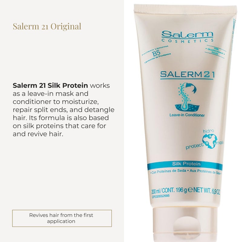 SALERM - Instant Hair Conditioner 21 Silk Protein - 200 ml - Leave-In or Rinse-Out Conditioner - with Silk Proteins - Heat Protector and Hydrating - Image 2