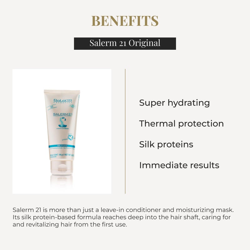 SALERM - Instant Hair Conditioner 21 Silk Protein - 200 ml - Leave-In or Rinse-Out Conditioner - with Silk Proteins - Heat Protector and Hydrating - Image 3