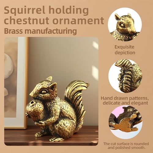 FANBODTA Vintage Bronze Squirrel Statue - Solid Copper Desk Decor, Paperweight, Tea Pet & Incense Holder, Hand-Polished Gift for Home Office (41mm) - Image 2