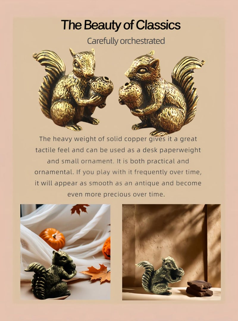 FANBODTA Vintage Bronze Squirrel Statue - Solid Copper Desk Decor, Paperweight, Tea Pet & Incense Holder, Hand-Polished Gift for Home Office (41mm) - Image 5