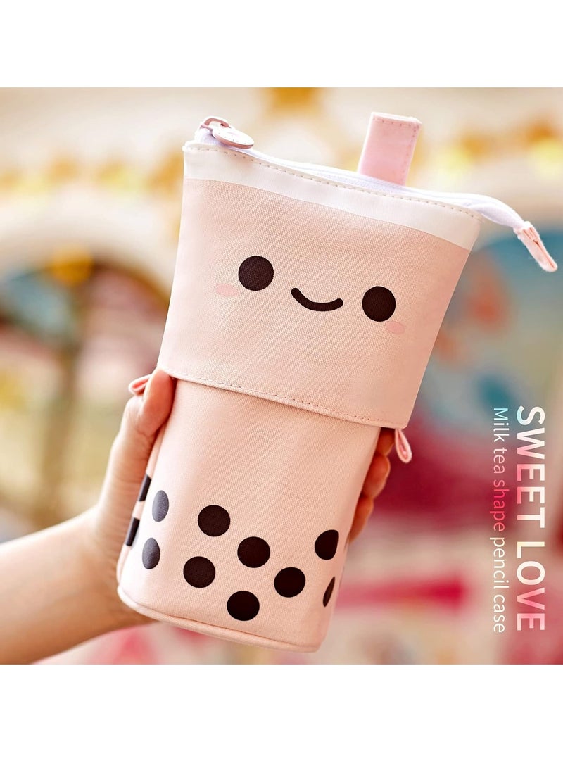 CUNUUDOOL Pencil Case for Girls, Pencil Pouch For School.Standing Cute Stationery Telescopic Pen Holder  Makeup Cosmetics Bag for Students Office Women Teens Girls Gift,Pink.  - Image 2