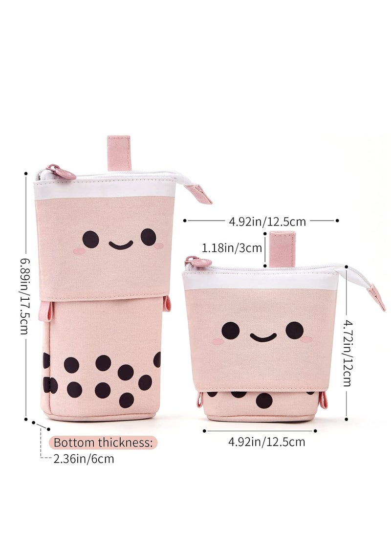 CUNUUDOOL Pencil Case for Girls, Pencil Pouch For School.Standing Cute Stationery Telescopic Pen Holder  Makeup Cosmetics Bag for Students Office Women Teens Girls Gift,Pink.  - Image 5