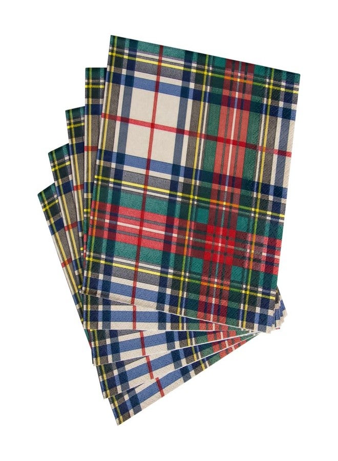 Caspari Dress Stewart Tartan Paper Luncheon Napkins - Two Packs of 20 - Image 2