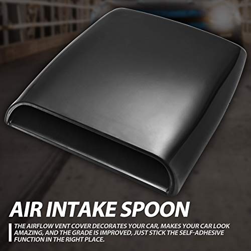KATUR Universal Car Decorative Air Flow Intake Hood Scoop Vent Turbo Bonnet Cover Black - Image 2