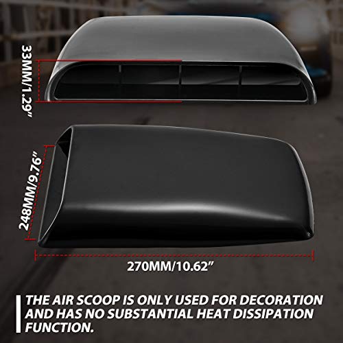 KATUR Universal Car Decorative Air Flow Intake Hood Scoop Vent Turbo Bonnet Cover Black - Image 5
