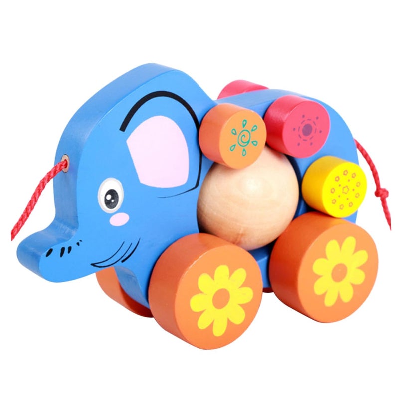 Creative Cartoon Elephant Pull String Walker Toy For Boys Developing Practical Skills Safe Material - Image 2