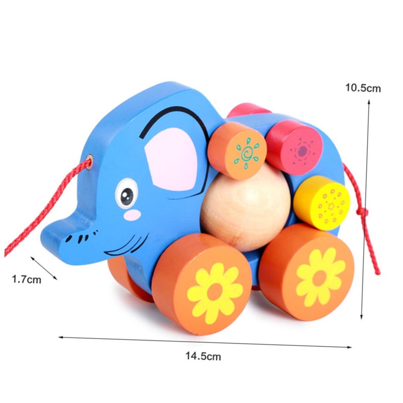 Creative Cartoon Elephant Pull String Walker Toy For Boys Developing Practical Skills Safe Material - Image 3