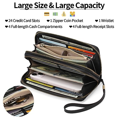 GAEKEAO Wallet for Women Clutch RFID Blocking Leather Wristlet Purse Large Capacity Credit Card Holder with Grip Hand Strap - Image 2