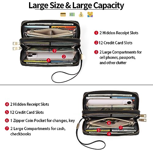 GAEKEAO Wallet for Women Clutch RFID Blocking Leather Wristlet Purse Large Capacity Credit Card Holder with Grip Hand Strap - Image 3