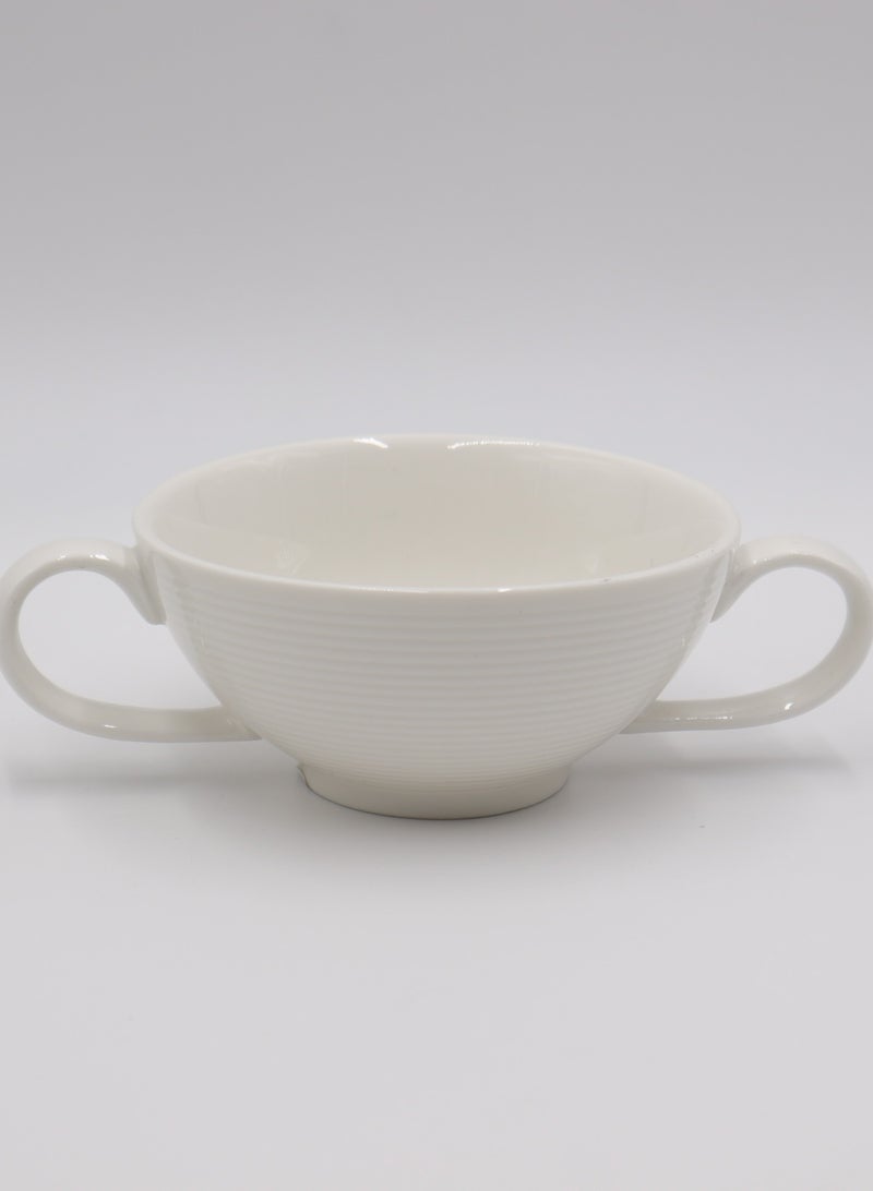 AJ وعاء شوربة سيراميك أبيض - وعاء بمقبضين - 280 مل - Image 2