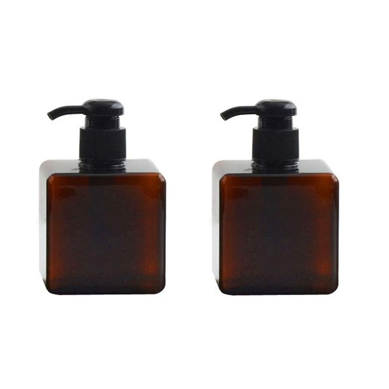 Natuworld 2Pcs 250ml/8.4oz Empty Plastic Foaming Pump Bottles Refillable Square Foam Soap Pump Dispenser Travel Toiletries Container for Shampoo Shower Gel Cosmetics Liquid Dispenser (Brown) - Image 1