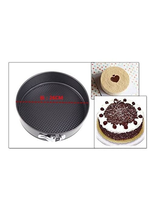 MOTEGRITY - Motegrity Set of 3 Cake Mould Three Design Circle Square and Heart Shaped Spring Form Non Stick Baking Steel Multi Shape Baking Tray Black - Image 1