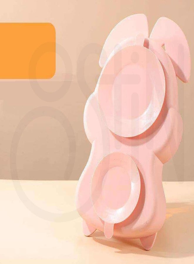 Ostin Toddler Plates Divided Suction for Baby, Food Grade Silicone Baby Plates, Non-Slip Bunny Silicone Feeding Set Rabbit Shaped Plate with Fork, Spoon, Straw and Cleaning Brush (Rabbit Pink) - Image 5