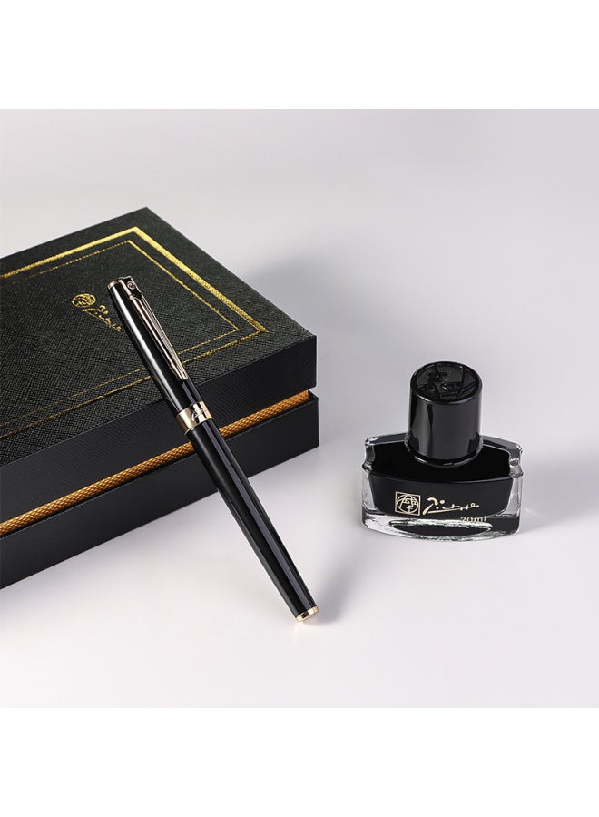 Pimio Pen Gift Box Ink Set، قلم توقيع ثنائي الرأس 0.5mm 0.7mm، قلم خط للكبار والطلاب، قلم فني T717 بلون أسود لامش مع مشبك ذهبي - Image 3