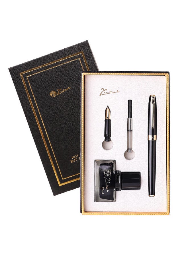Pimio Pen Gift Box Ink Set، قلم توقيع ثنائي الرأس 0.5mm 0.7mm، قلم خط للكبار والطلاب، قلم فني T717 بلون أسود لامش مع مشبك ذهبي - Image 4