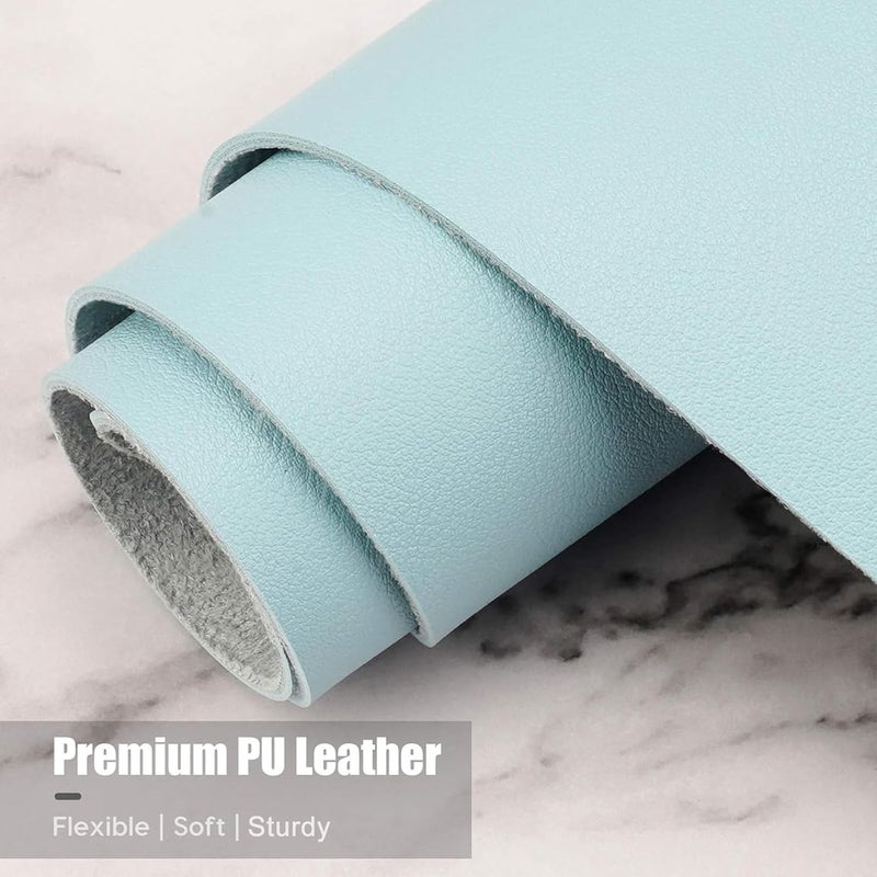 Hsurbtra Desk Pad, 35.5" x 17" PU Leather Desk Mat, XXL Extended Mouse Pad, Waterproof Desktop Blotter Protector, Non-Slip Ultra Thin Large Laptop Keyboard Writing Mat for Office Home, Lake Blue - Image 5