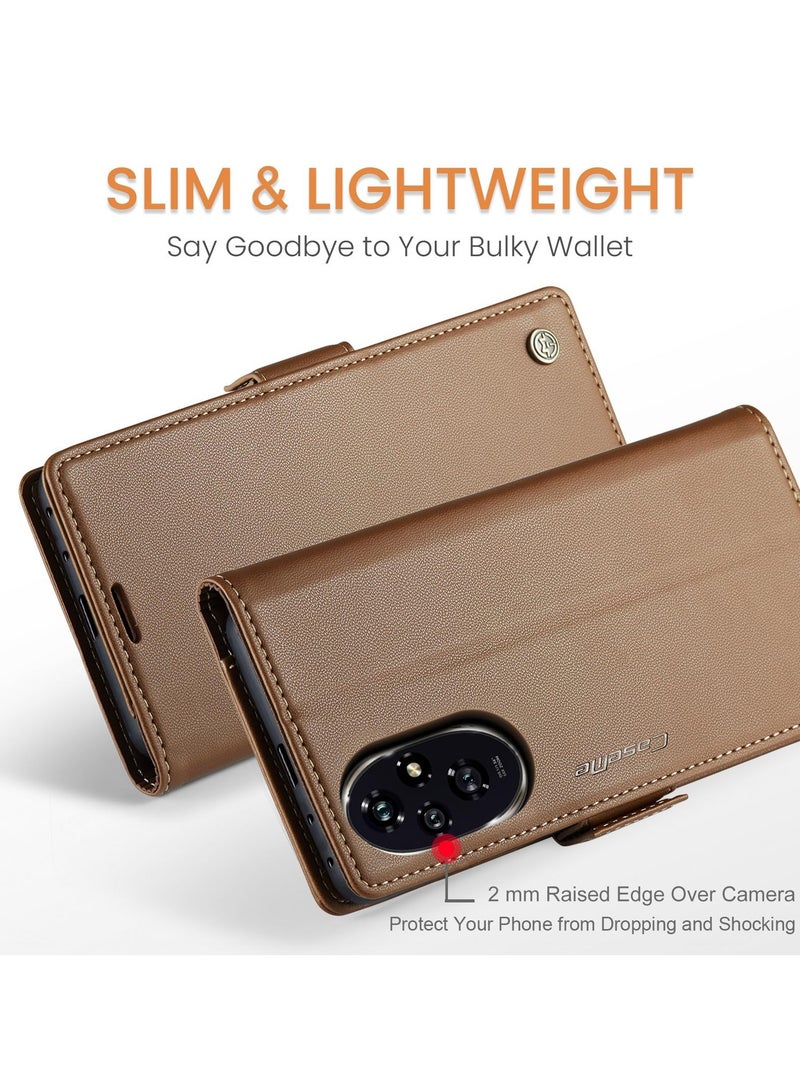 CaseMe Phone Case Luxury PU Leather Design Anti Fingerprint 023 Flip Cover Card Slot Holder Cover For Honor 200 (Brown) - Image 5