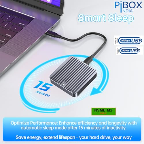 pibox India M.2 2230 NVMe SSD Enclosure, PiBOX India, 10Gbps USB 3.2 Gen 2, REALTEK RTL9210 Chipset, CNC Aluminum Cooling Fins, External NVMe Reader, USB-C Interface, M-Key B&M Key Compatible- M2-2230-NE1 - Image 5