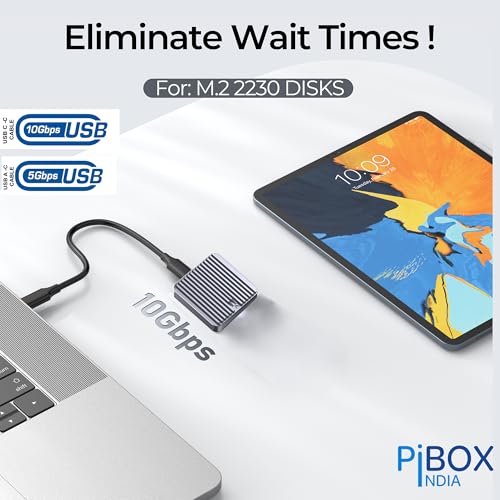 pibox India M.2 2230 NVMe SSD Enclosure, PiBOX India, 10Gbps USB 3.2 Gen 2, REALTEK RTL9210 Chipset, CNC Aluminum Cooling Fins, External NVMe Reader, USB-C Interface, M-Key B&M Key Compatible- M2-2230-NE1 - Image 3