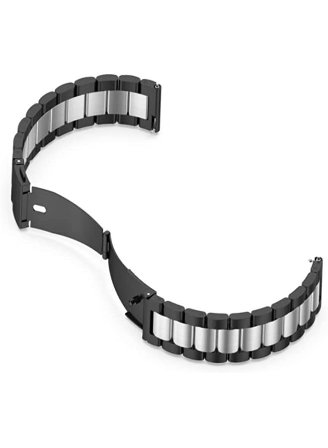 Band For Huawei GT 3 Pro 46mm Three-bead Metal Steel Watch Band Black Silver - Image 2