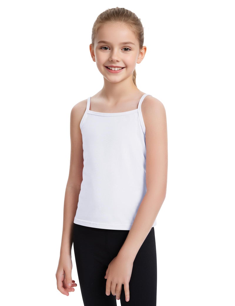 Auranso Girls Undershirts Toddler Cami Camisole Adjustable Straps Sleeveless Cotton Tank Tops for Girls White 5-6 Years - Image 4