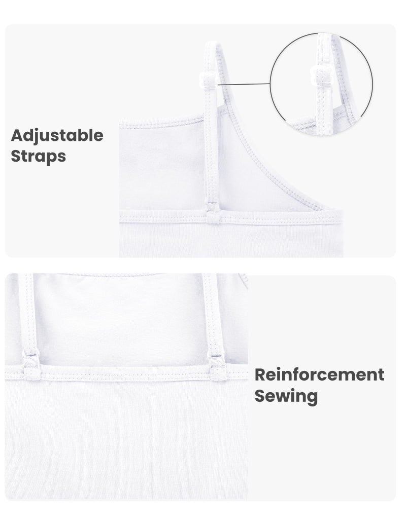 Auranso Girls Undershirts Toddler Cami Camisole Adjustable Straps Sleeveless Cotton Tank Tops for Girls White 5-6 Years - Image 5