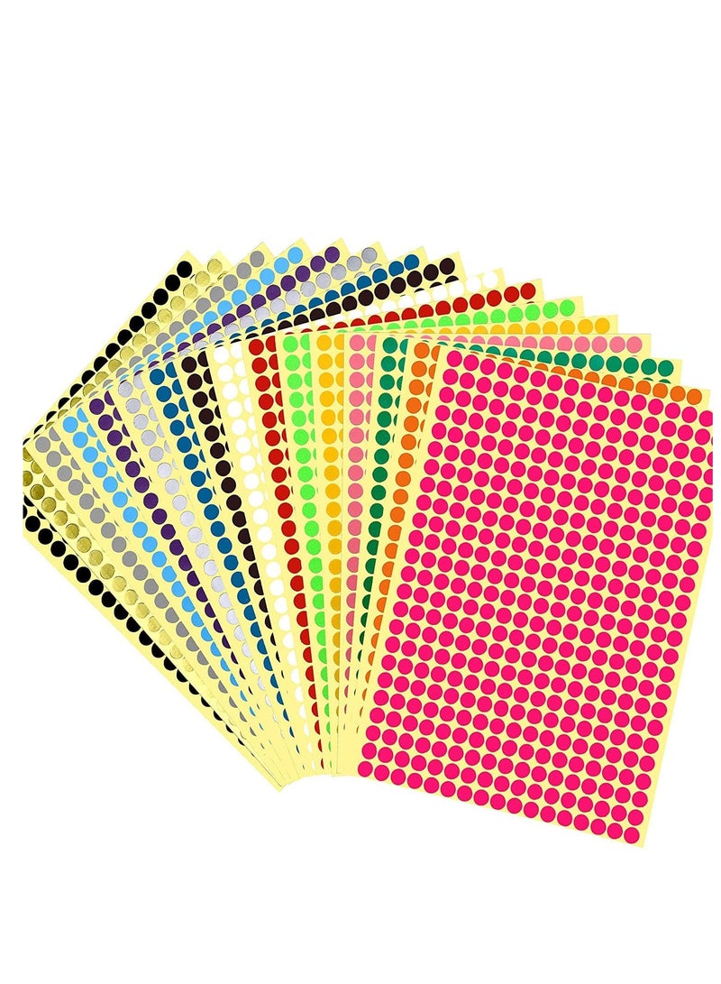 Colored Dot Stickers Small Color Labels Coding Circle Round Coding Dot Labels Stickers Coding Adhesive Colored Sticker Solid Color Round Sticker for Coloring Marking Organizing 16 Colors