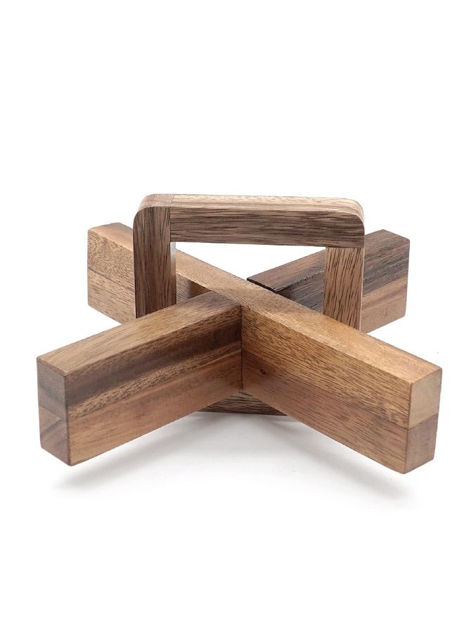 BSIRI The Wooden Brain Teasers for Adults Logic Games Gift Puzzle and Mind Teasers for Kids of The Cross Out Tricky Games Wood IQ Puzzles Challenging to Open Trick Lock - Image 1