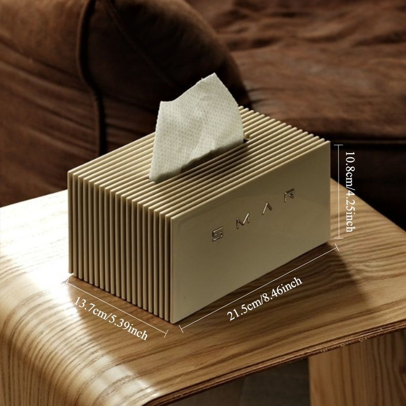 Cream White Large Capacity Tissue Box Holder With Lid For Bathroom And Desk - Image 4