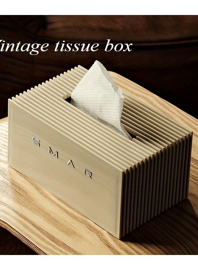 Cream White Large Capacity Tissue Box Holder With Lid For Bathroom And Desk - Image 1