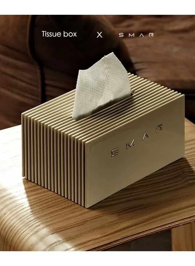 Cream White Large Capacity Tissue Box Holder With Lid For Bathroom And Desk - Image 2