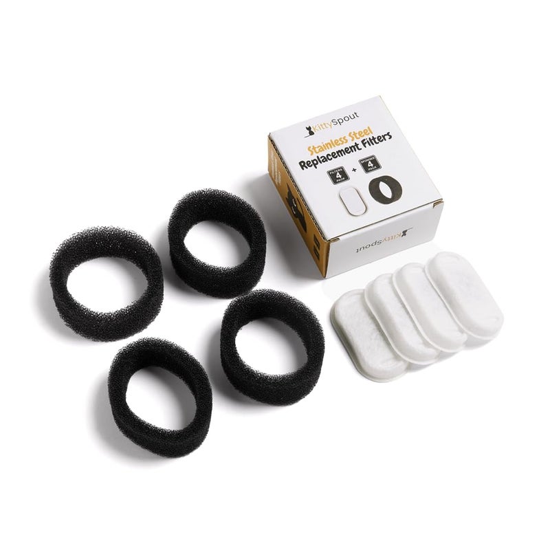 KittySpout Cat Water Fountain Filters for 108oz/3.2L… (2 Month Supply: 4 Filters & 4 Sponges) - Image 4